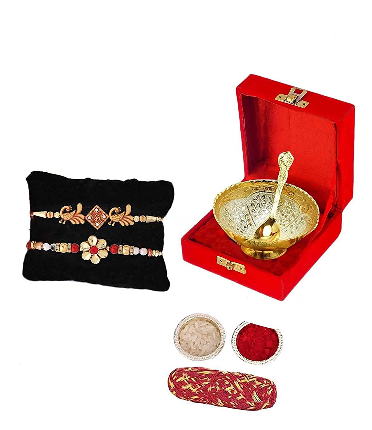 Brass Bowl Rakhi with Velvet Box - Raksha Bandhan Hampers For Brother