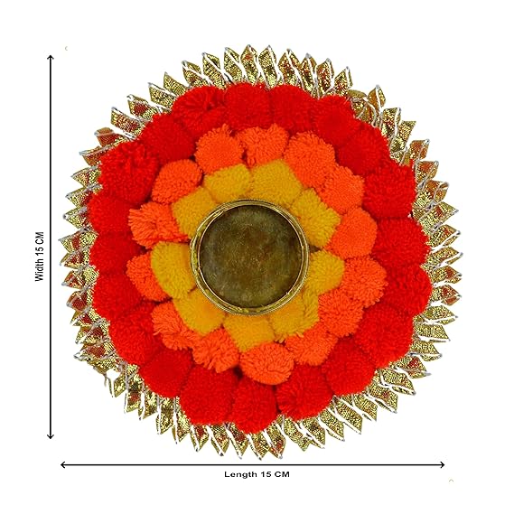 Pom Pom Design Tea Light Candle Holder Decoration Rangoli Mate ( TCMH461 )