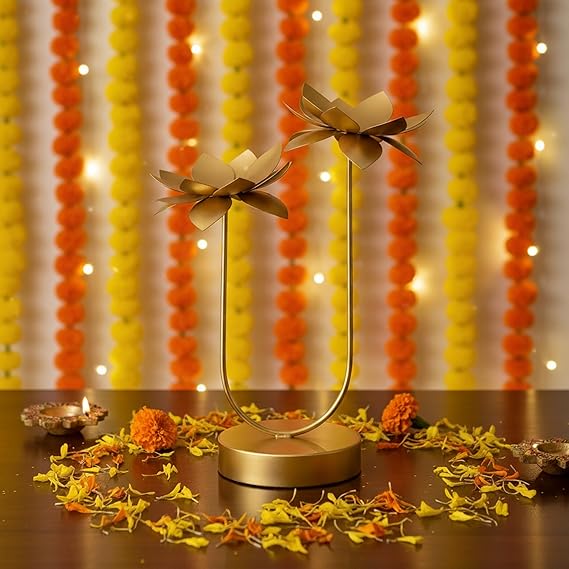 Tealight Candle Holder for Home Decoration, Festiv Decor Lotus Design Tealight Candle Holder, Diwali Decoration Items, Pooja Decorations Items, Christmas Decor Gifts for Home Office Family(TCMH494-1BOX)