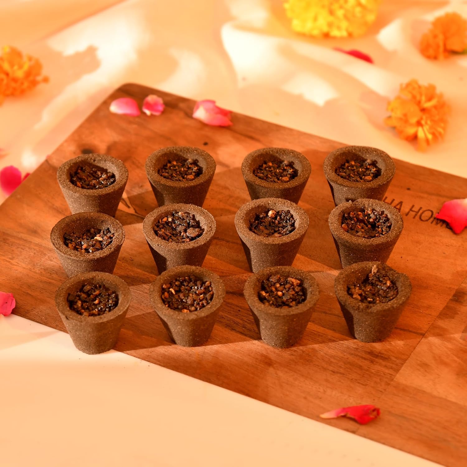 Sambrani Dhoop Havan Cups Set of 12, Pooja Decoration Items for Daily Hawan Pooja (PA115)