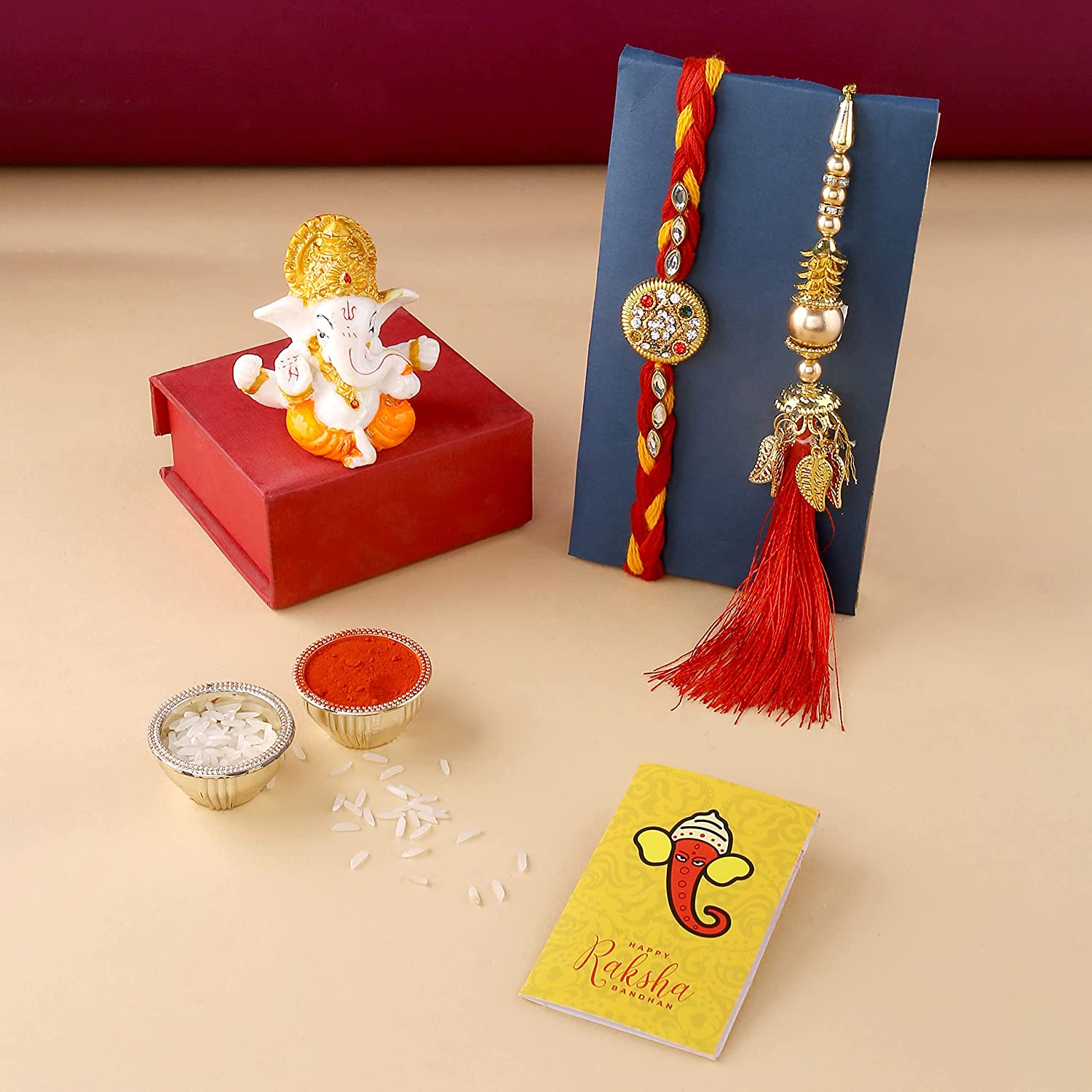 Bhaiya Bhabhi Rakhi Gift with Ganesha Idol