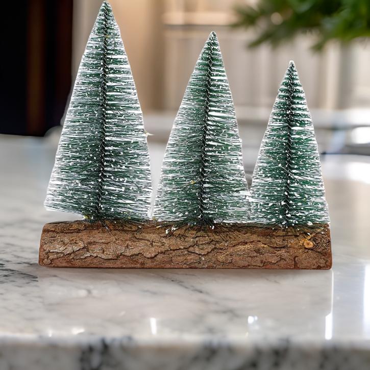 Mini Christmas Tree Miniature Table Decor Artificial Pine Green Tree with Wooden Base for Christmas Decorations Items