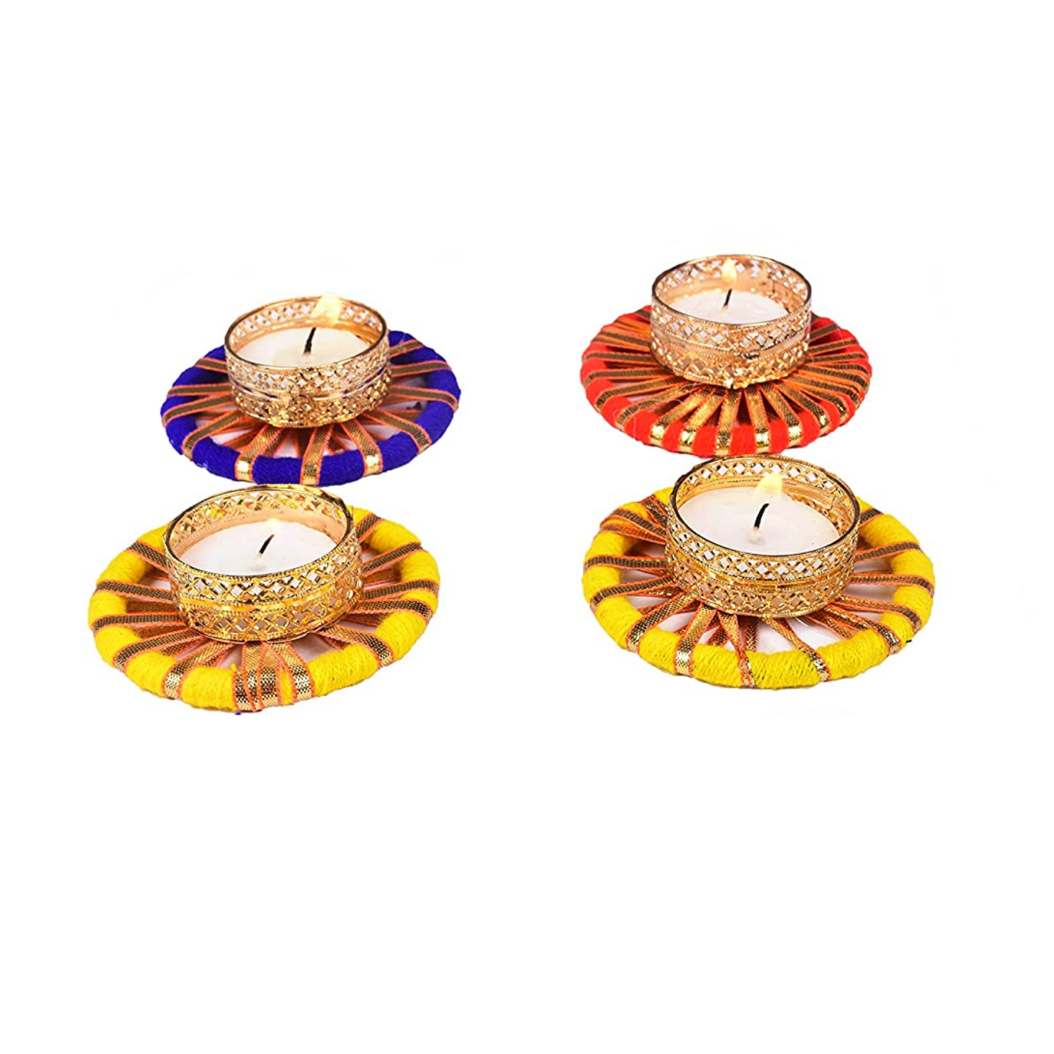 Metallic Gota Patti Mix Tealight Candle Holders