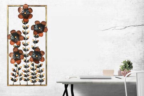 Flower Metal Frame Mounted Wall Hanging Showpiece