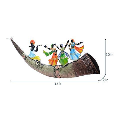 Metal Trumpet Dancing Girl Mounting Wall Hanging Showpiece