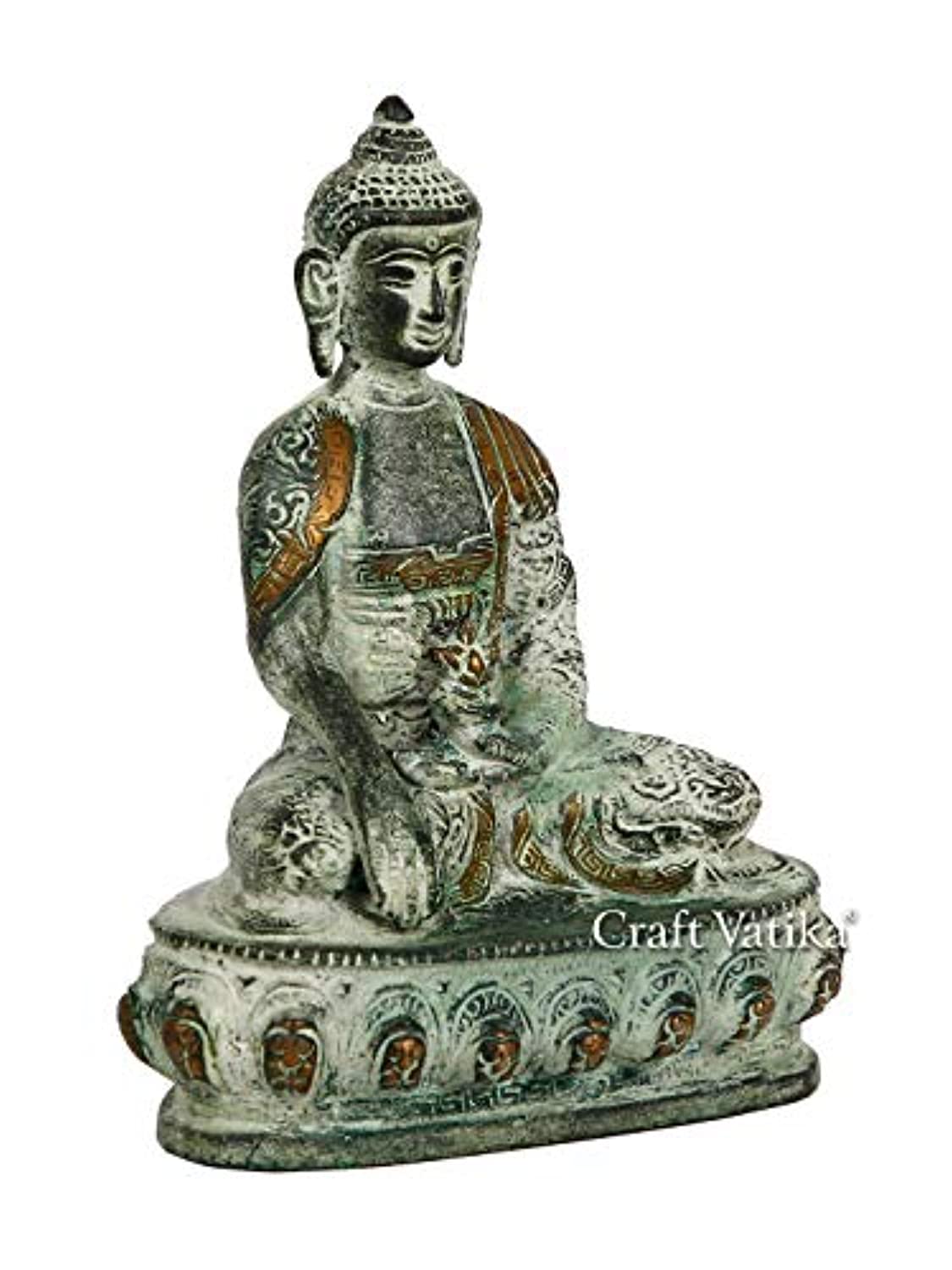 Brass Buddha Idol With Scared Kalash Showpiece