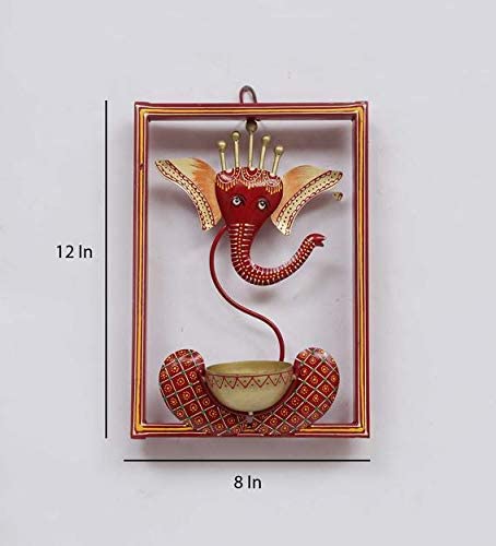 Iron Ganesha Tealight Candle Holder Wall Hanging Showpiece