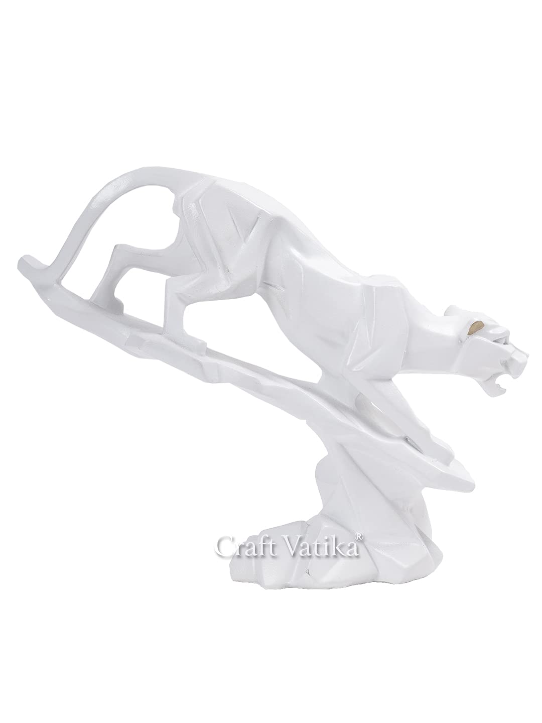 Ceramic White Panther Showpiece for Home Decor