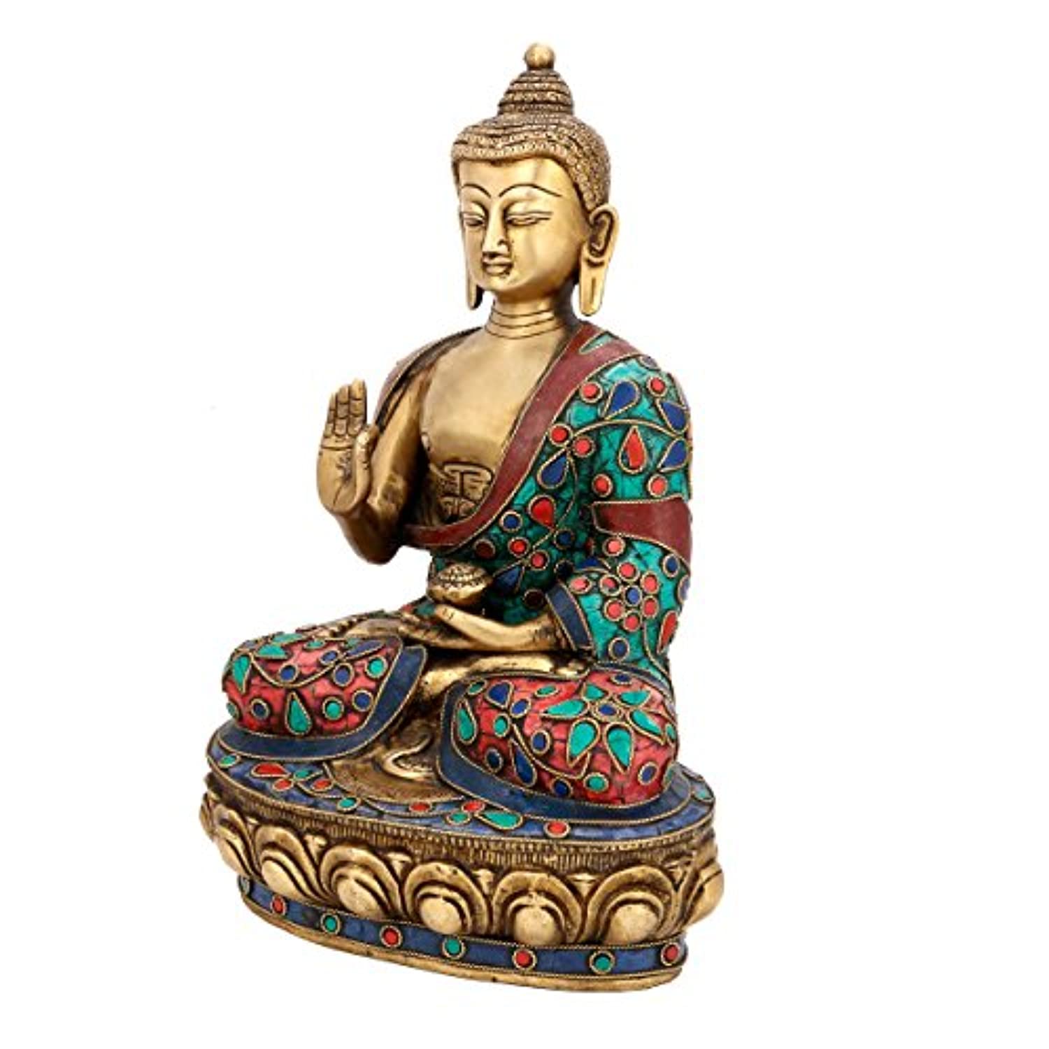Blessing Buddha Idol Sitting On Lotus Showpiece