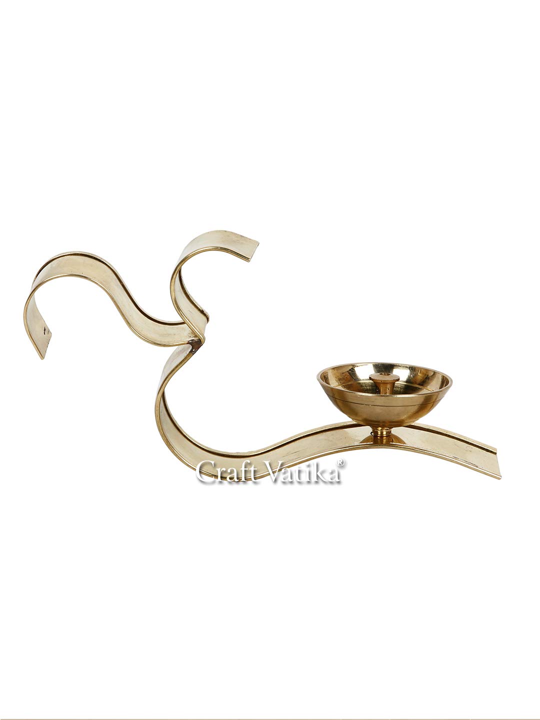 Metal Om Diya Oil Lamp with Golden Finish