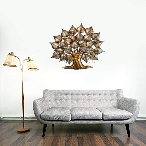 Metal Betel Leaf Tree With LED Light Mounted Wall Hanging Showpiece