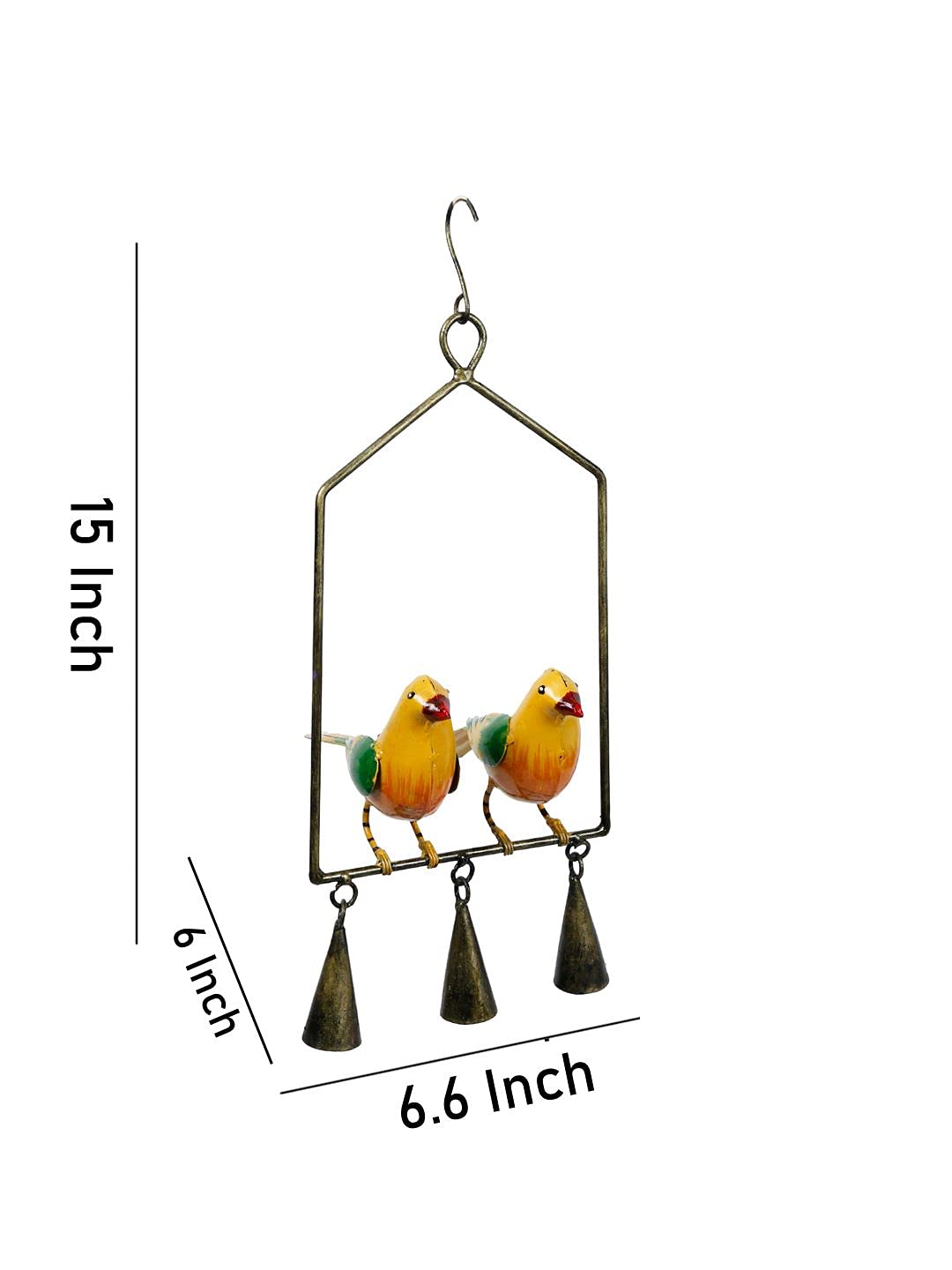 Metal Birds Wall Hanging with Bells Decorative Showpiece