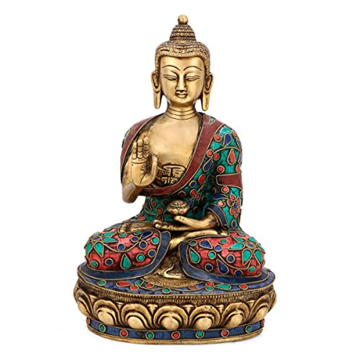 Blessing Buddha Idol Sitting On Lotus Showpiece
