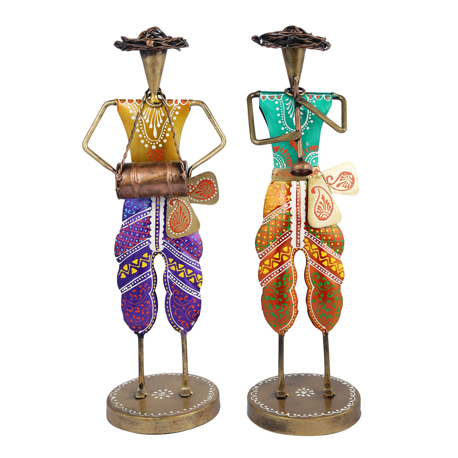 Metal Rajasthani Standing Musician Set of 2,DFMS440