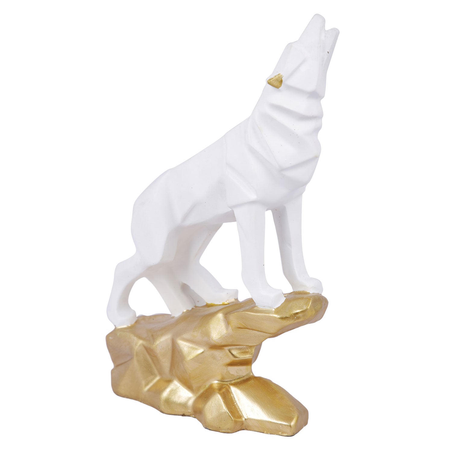 Resin Geometric White Wolf Decorative Showpiece Dfmas406-White