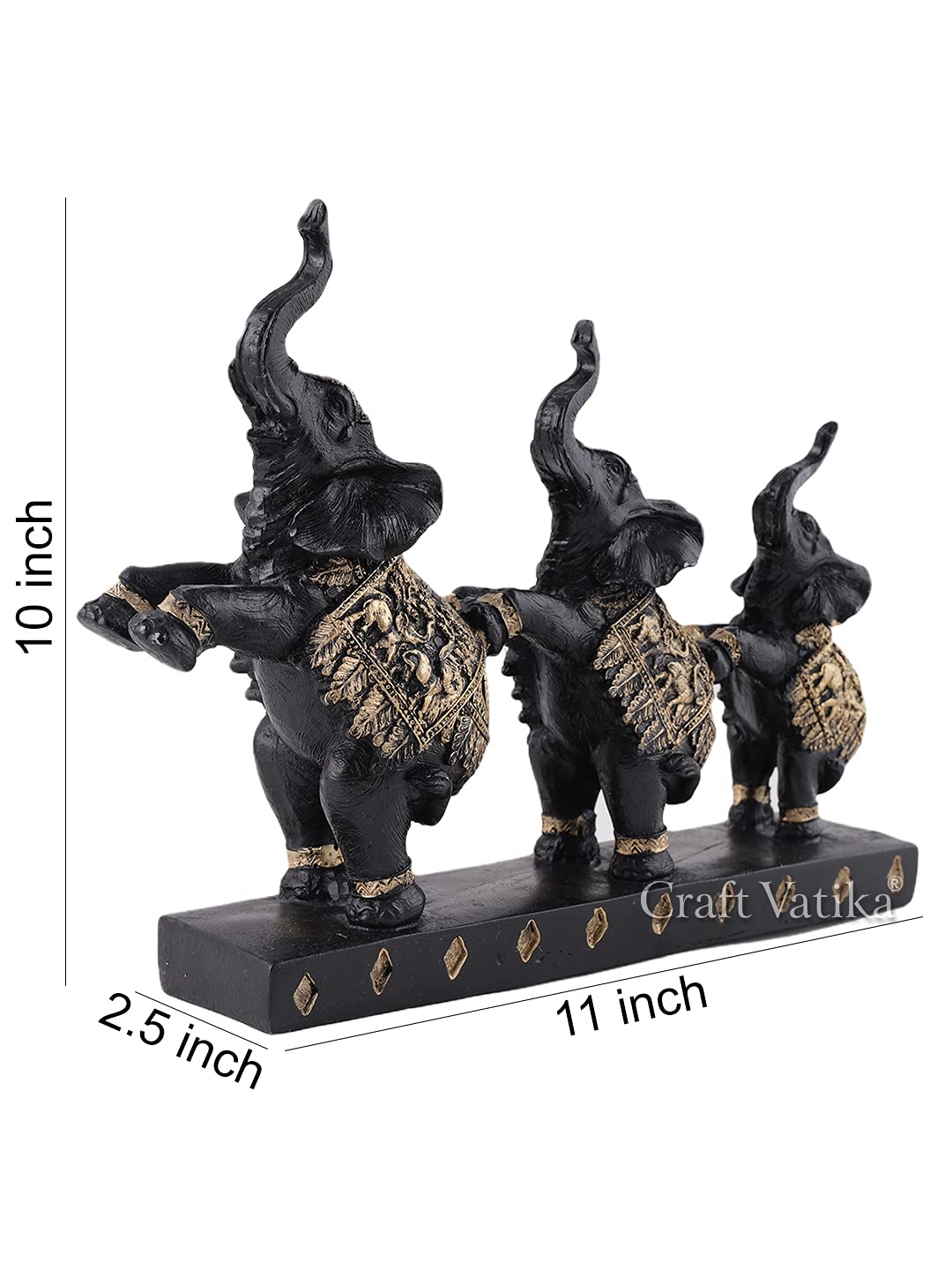 Trunk Up Sculpture of Elephant Family Decorative Statue