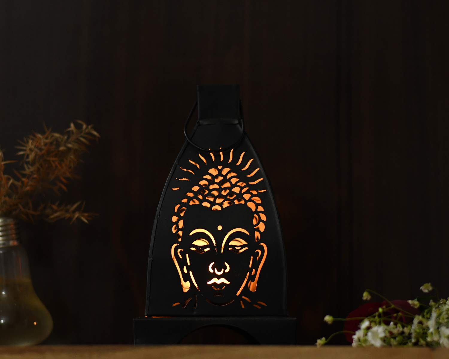 Iron Buddha Shadow Tealight Candle Holder Wall Hanging Decor Dfmw347