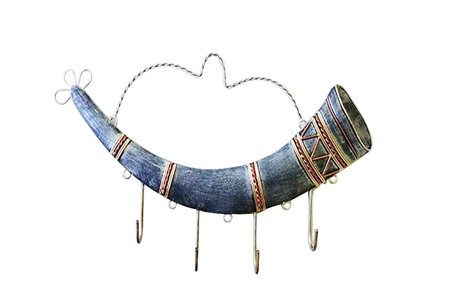 Metal Trumpet Key Holder Wall Hanging (4 Hook Key)