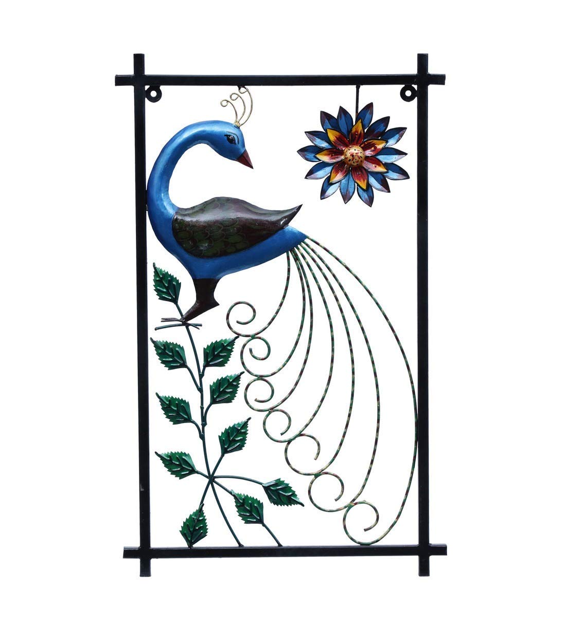 Metal Peacock On Leaves Mounted Wall Hanging, Wall Art, Wall Decoration ,Showpiece