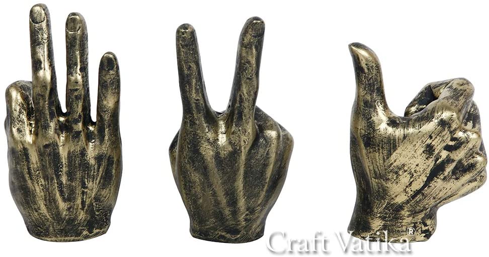 Polyresin Hand Gestures Decorative Showpieces (Set of 3)