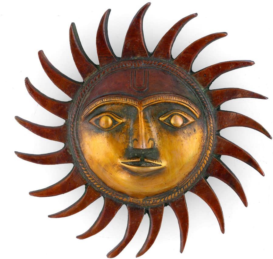 Brass Decorative Wall Hanging of Sun Surya Dev
