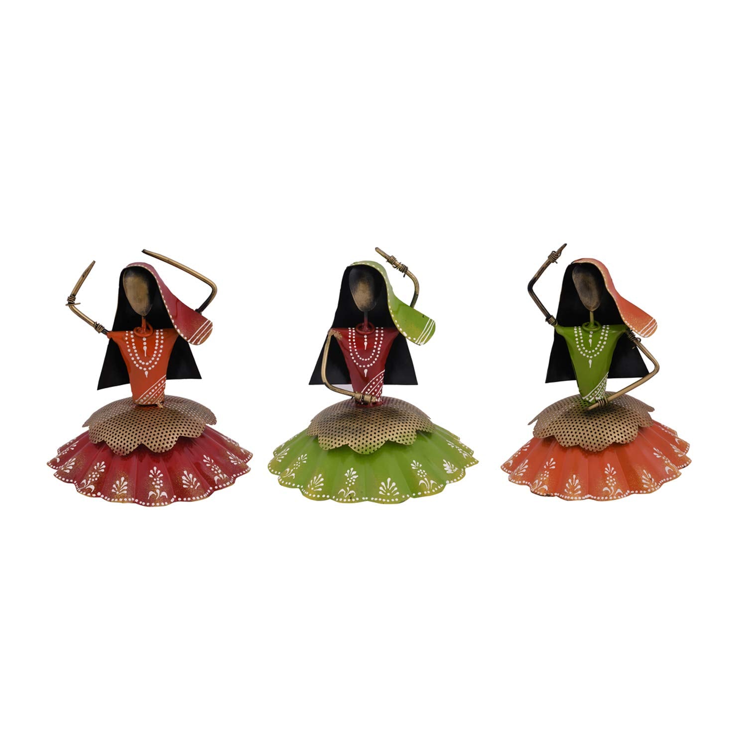 Metal Dancing Lady Figurines - Table Decor (Set of 3)