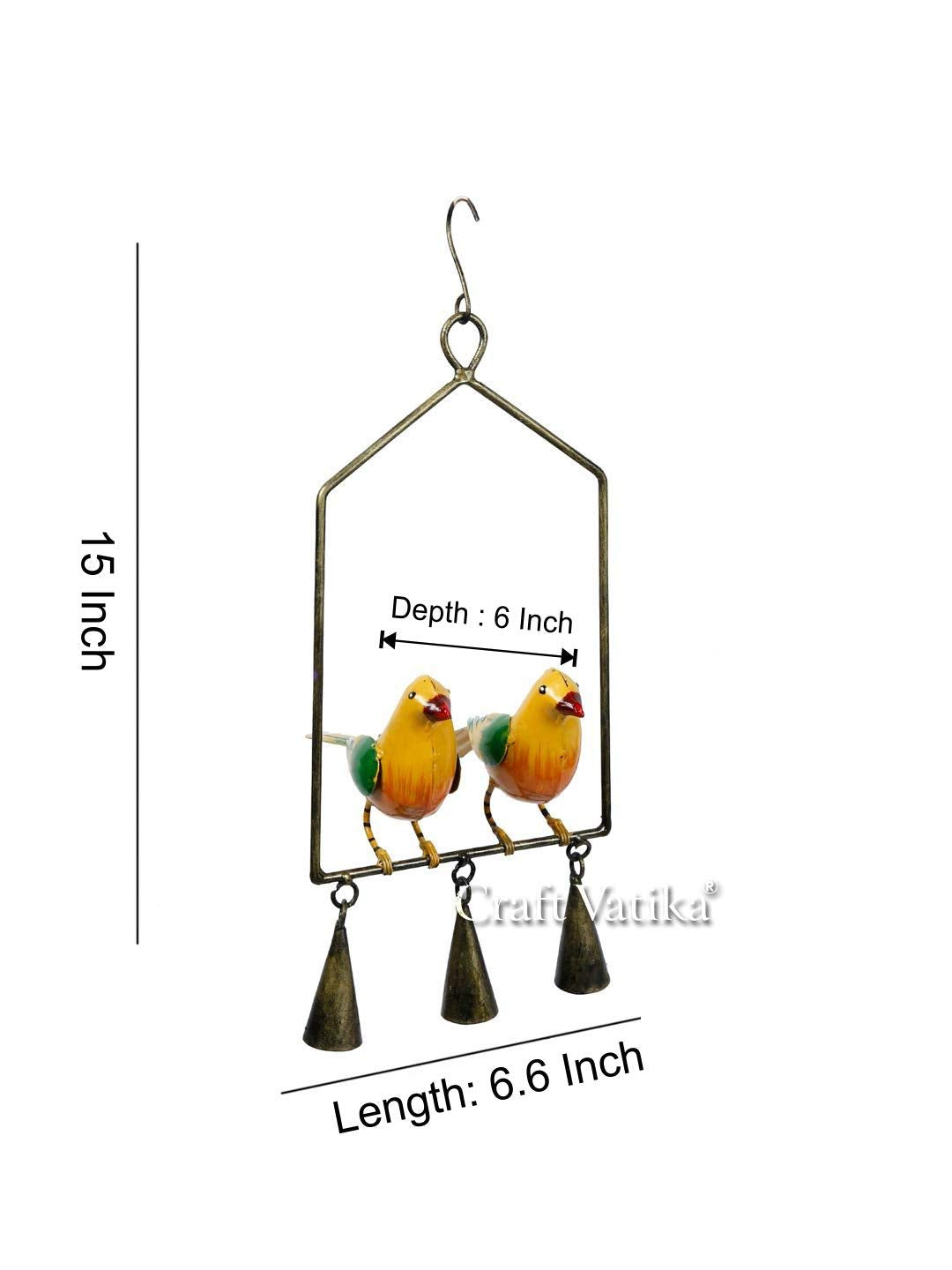 Metal Birds Wall Hanging with Bells Decorative Showpiece