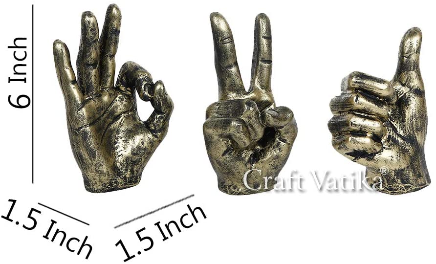Polyresin Hand Gestures Decorative Showpieces (Set of 3)
