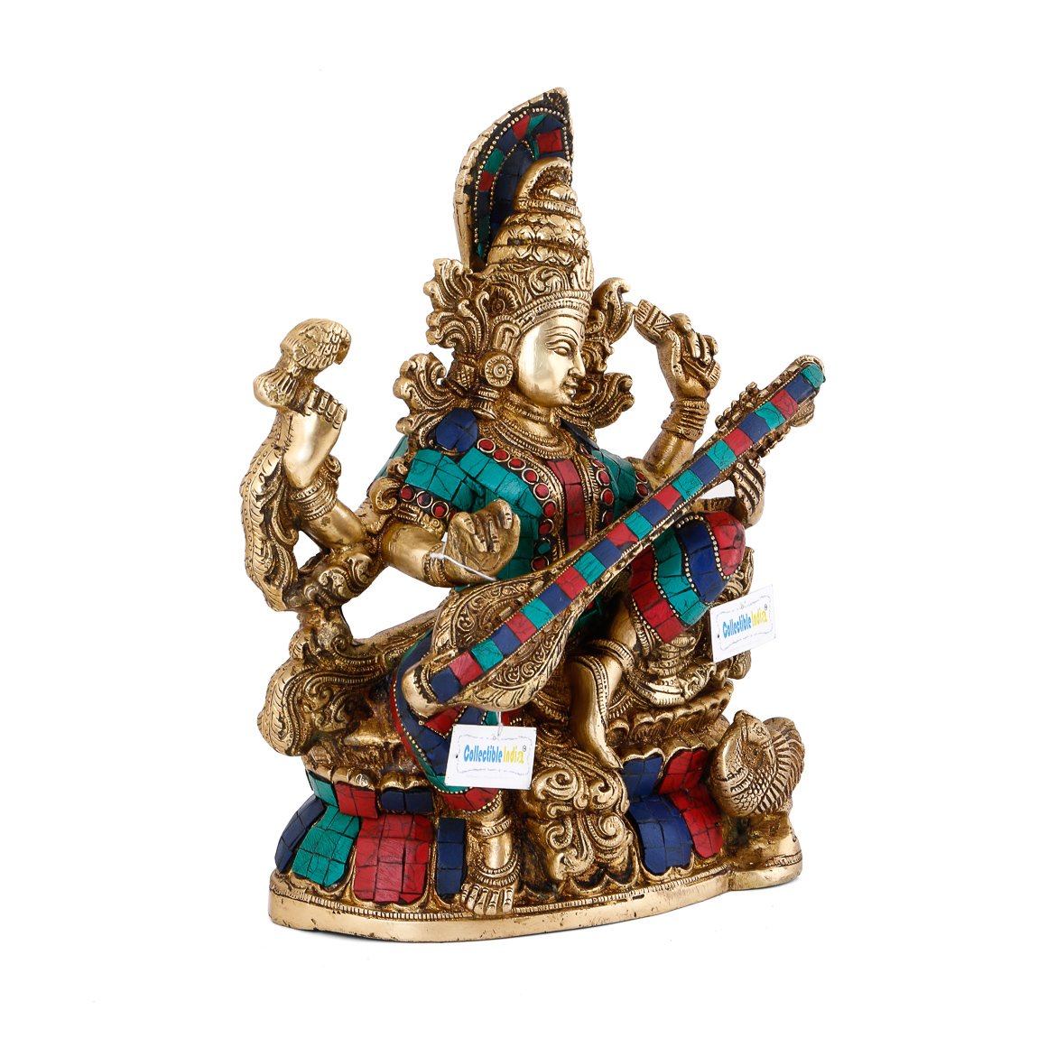Goddess Of Wisdom, Knowledge & Music Saraswati Brass Statue Sts108
