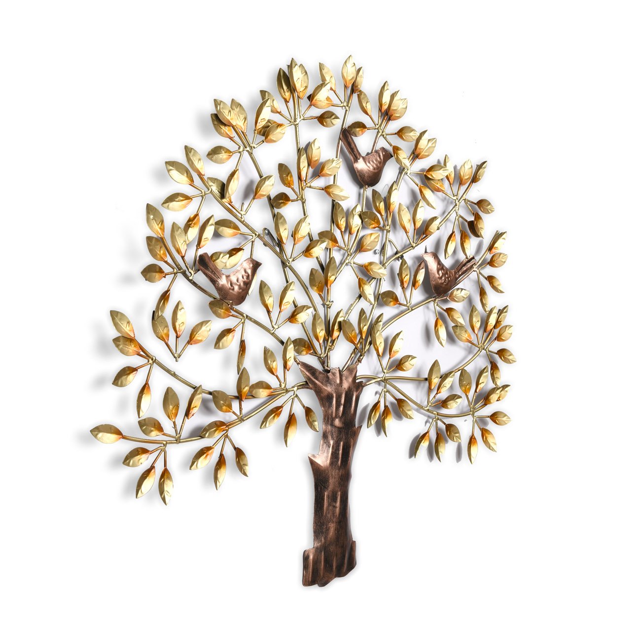 Iron Golden Tree Of Life Birds Sitting On Branches Wall Hanging Showpiece Dfmw158