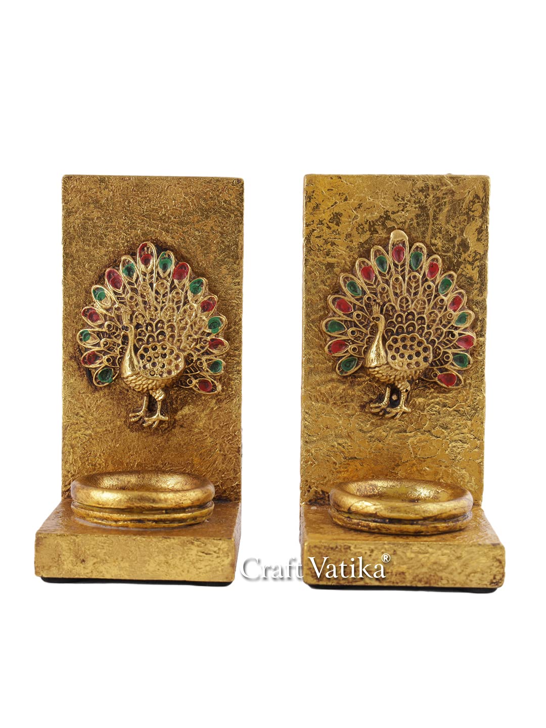 Peacock Design Resin Tea Light Candle Holder Stand,