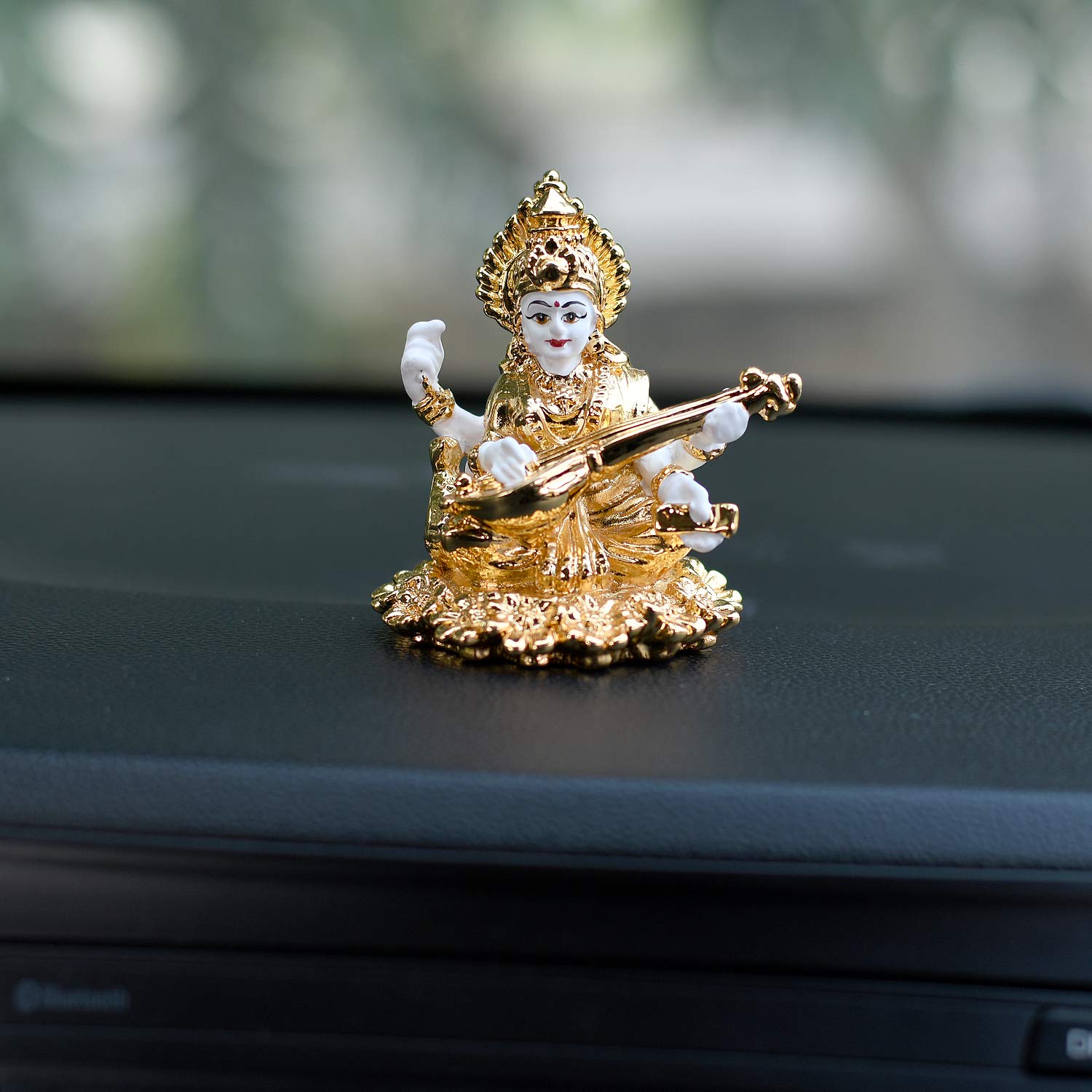 Gold Plated Ceramic Saraswati Playing Veena Idol Showpiece Smas101