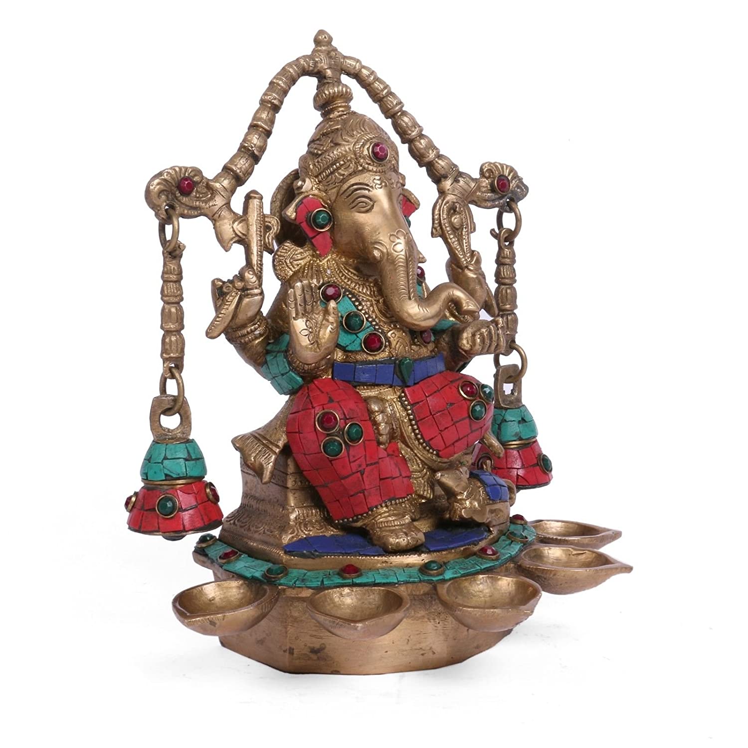 Ganesha Brass Idol Diya Oil Lamp Stand Showpiece