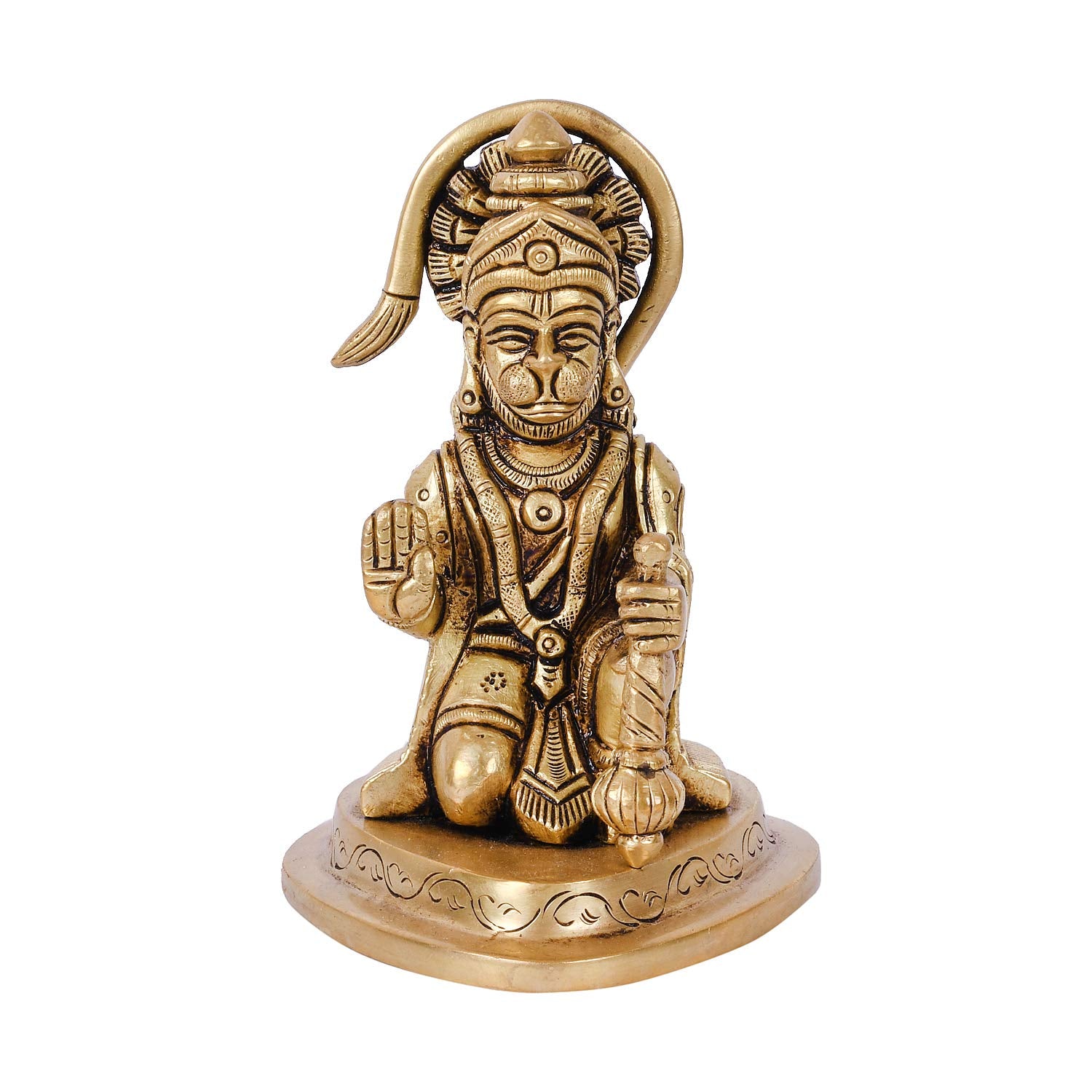 Brass Blessing Lord Hanuman Idol Murti Statue