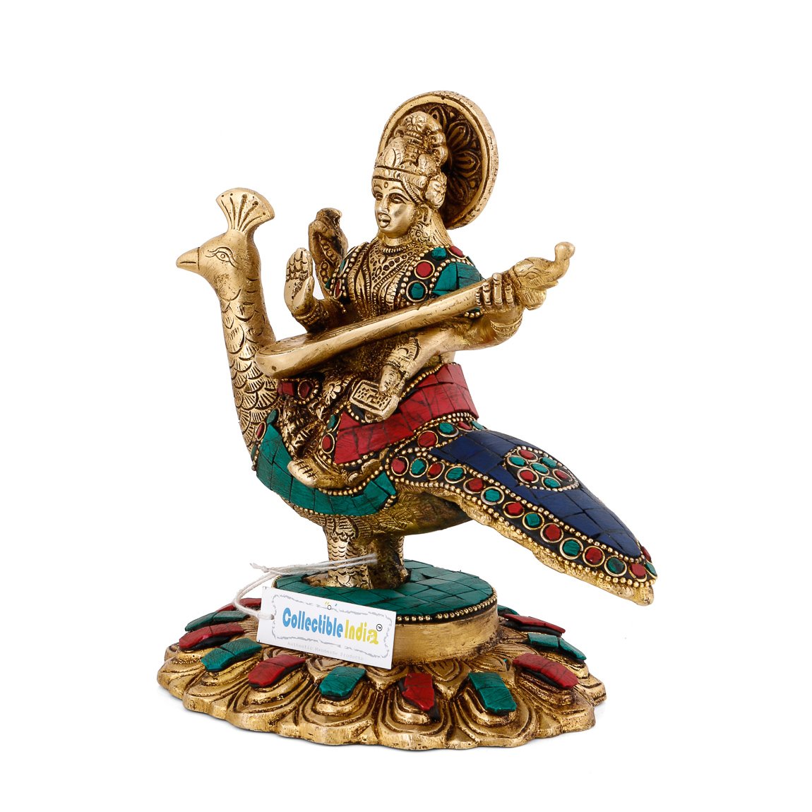 Sitting On Swan Saraswati Brass Statue Sts107