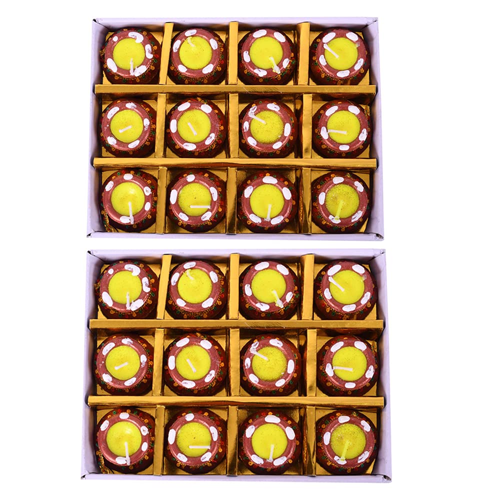 Handmade Wax Clay Mitti Diya For Decoration (Set Of 12) Dfms222-1