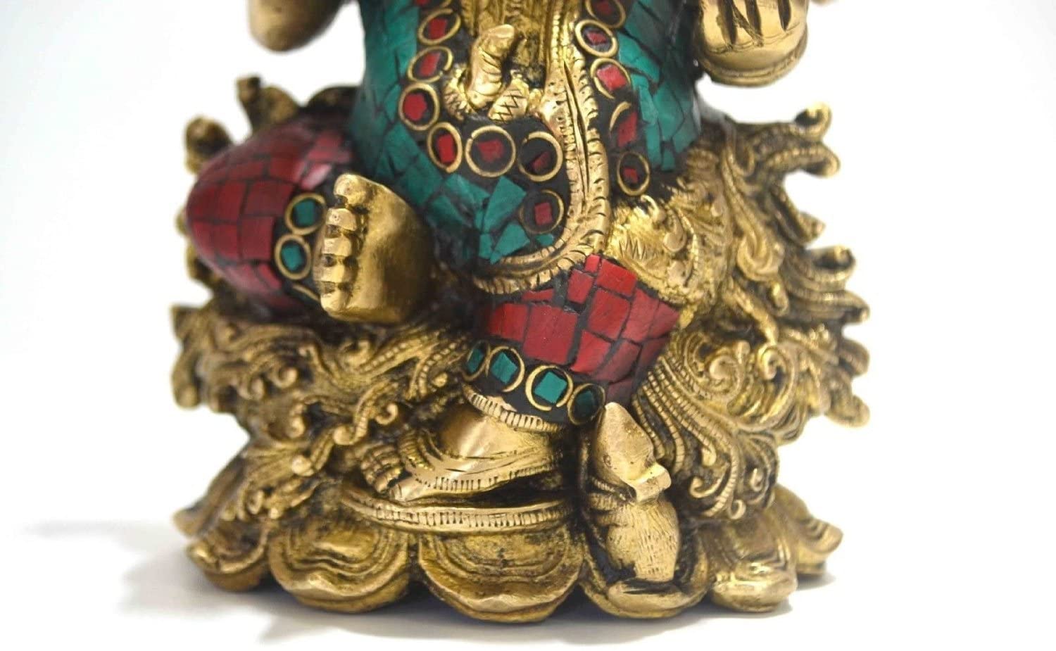 God Ganesha Idol Sitting on Lotus Brass Decorative Statue