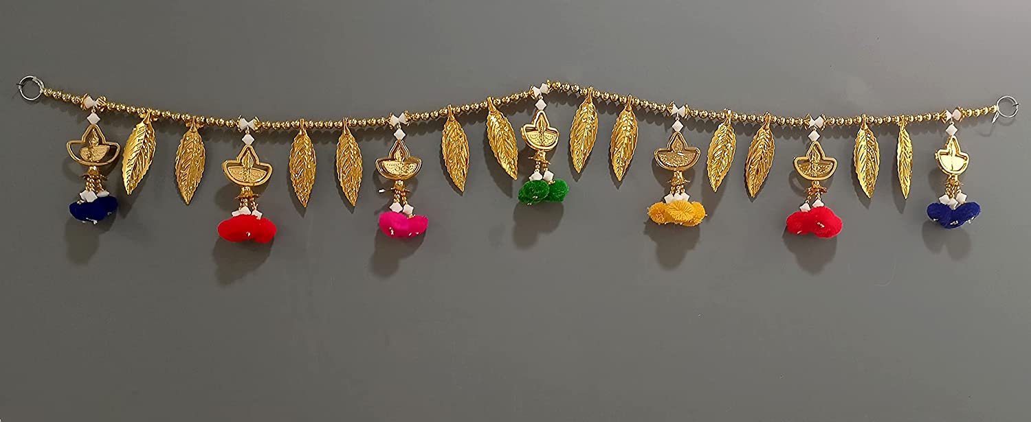 Leaf with Lamp Design Golden Bandarwal for Decoration