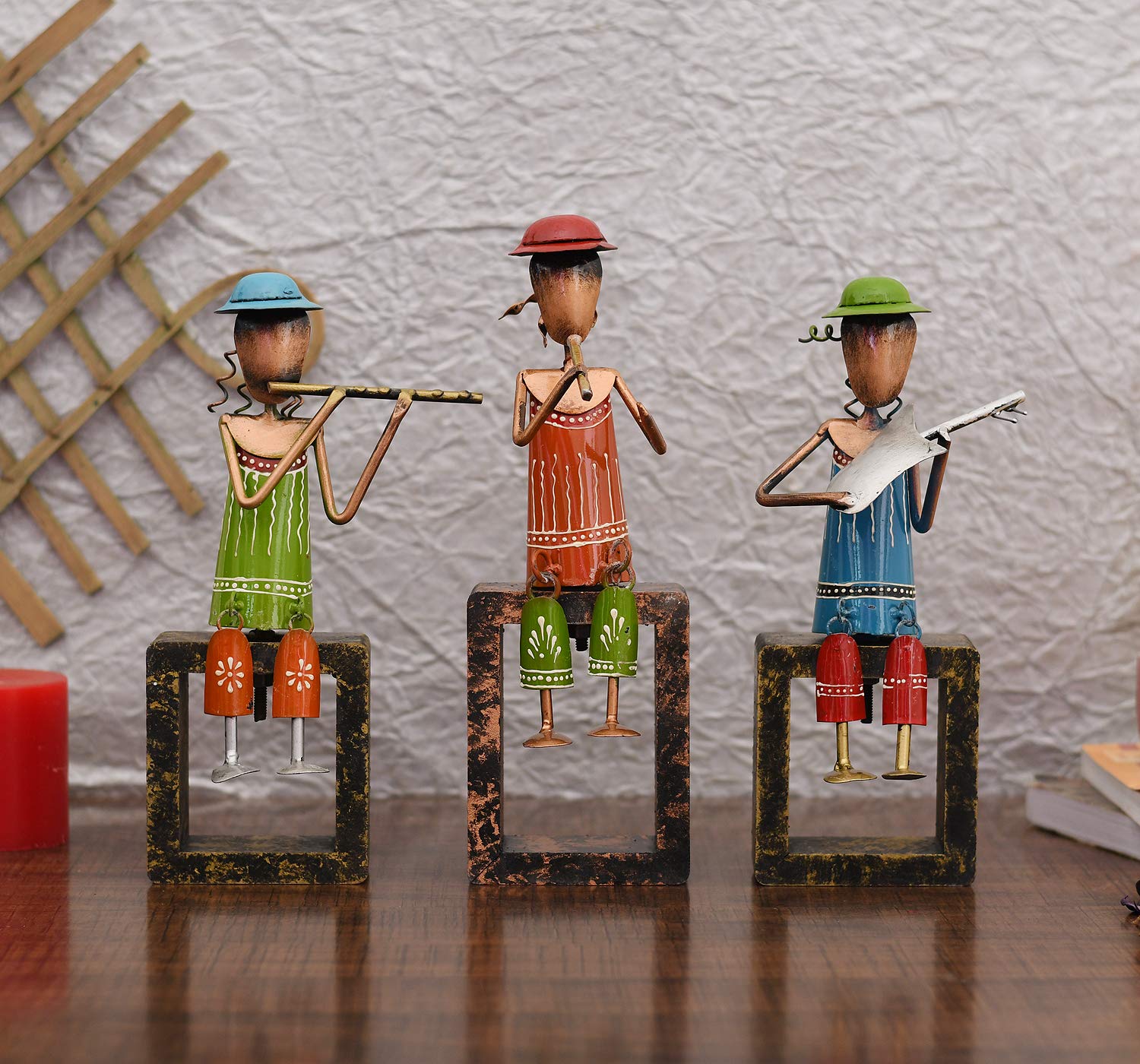 Metal Beautiful Girls Playing Musical Instruments Statue