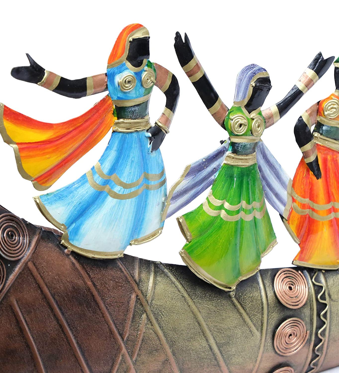 Metal Trumpet Dancing Girl Mounting Wall Hanging Showpiece