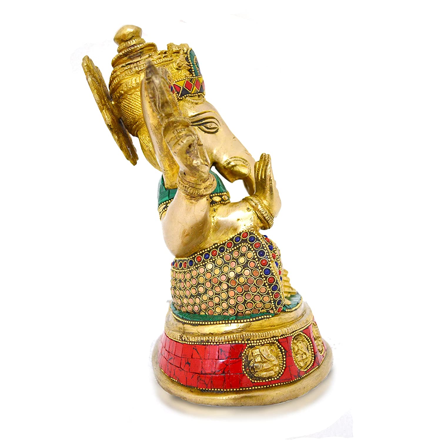 Ganesha Brass Idol with Stone Studded Statue