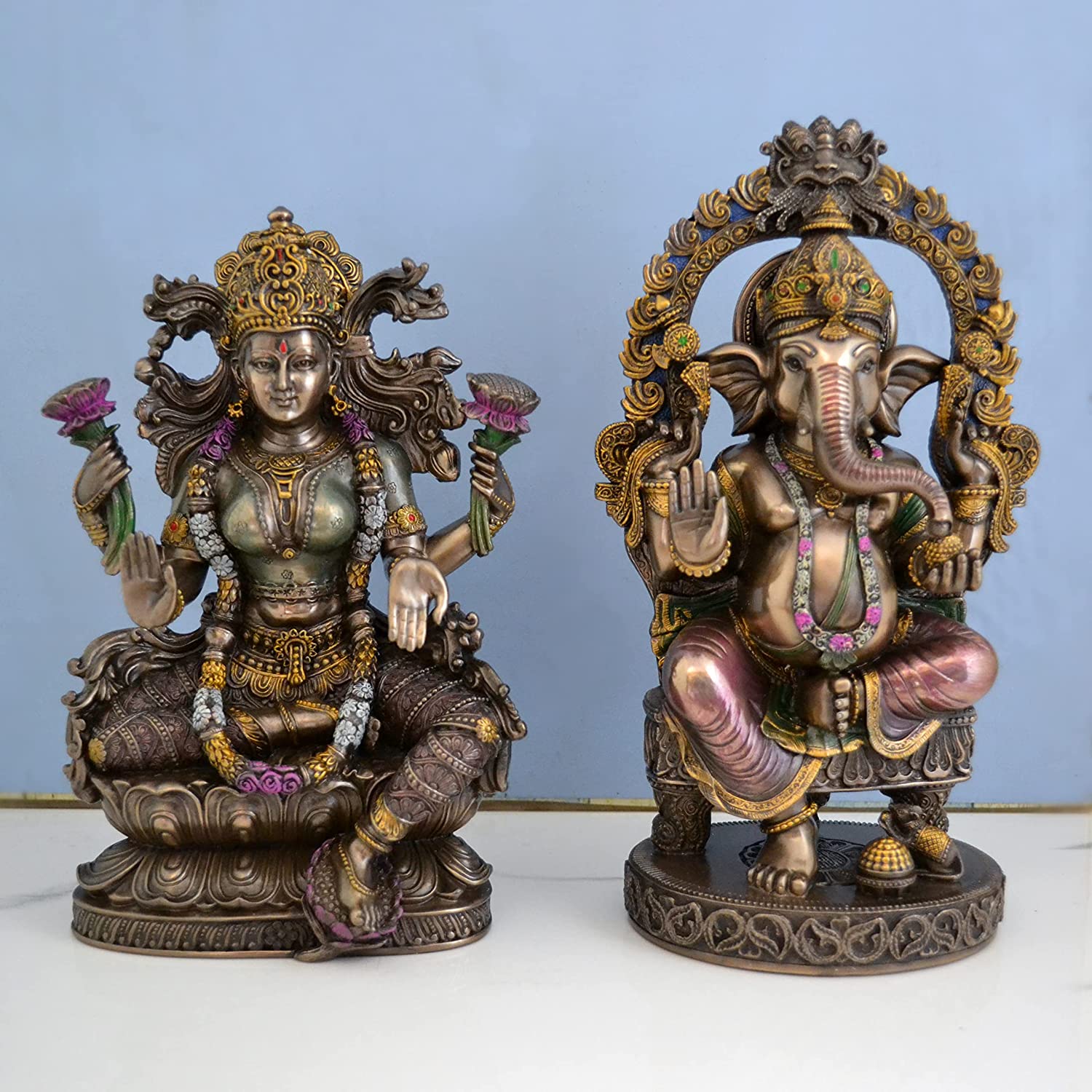 Goddess Lakshmi Ganesha Resin Idol Set