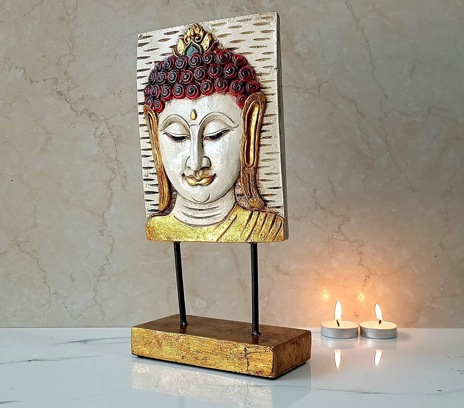 Polyresin buddha face showpiece with Hand Painted Details