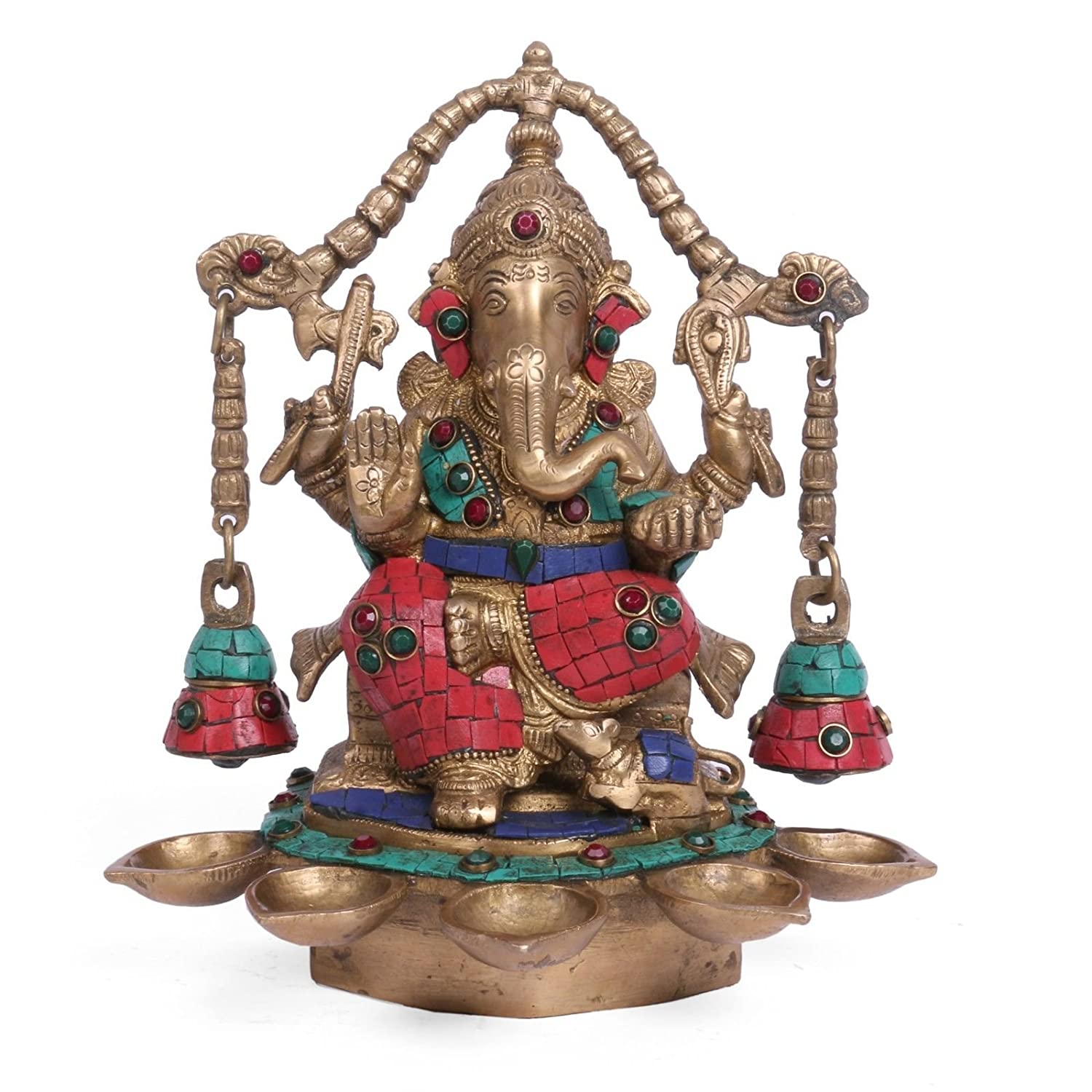 Ganesha Brass Idol Diya Oil Lamp Stand Showpiece