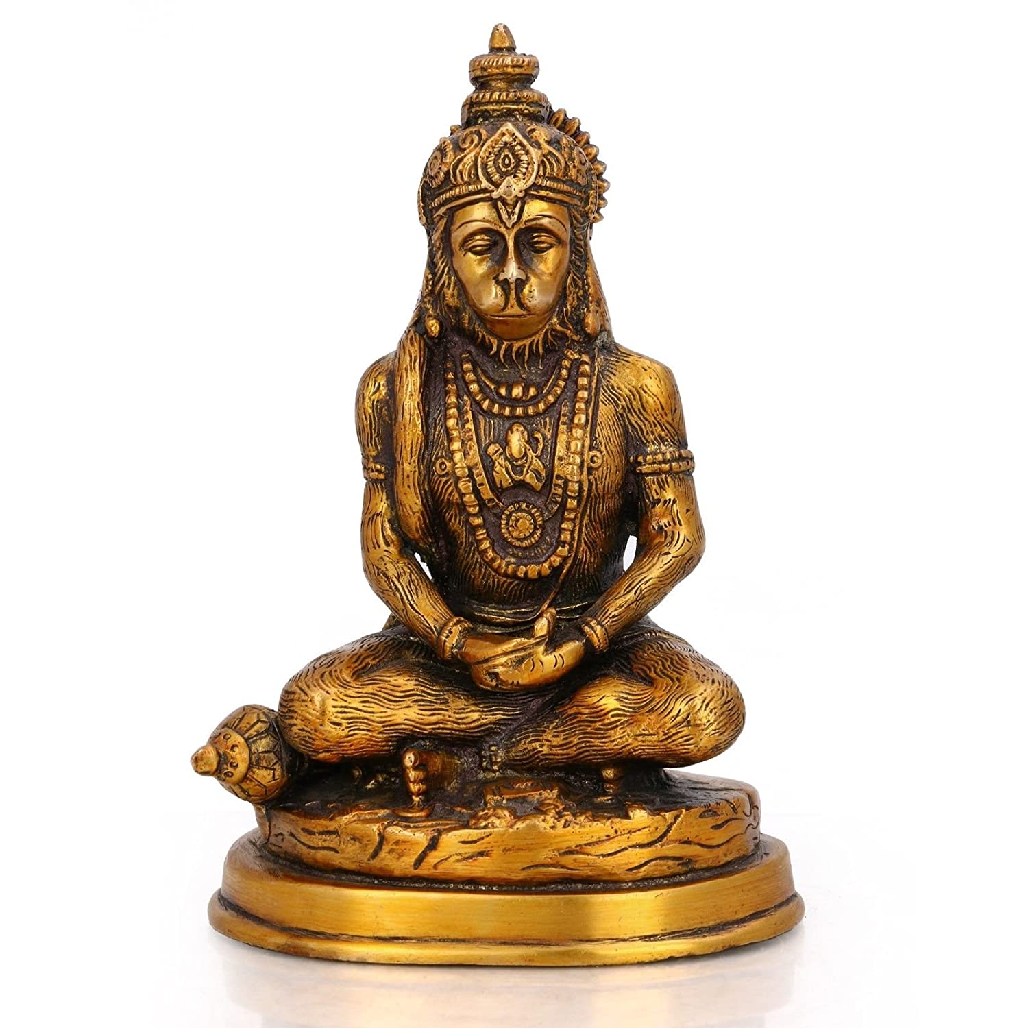 Meditating Hanuman Brass Idol Murti Statue