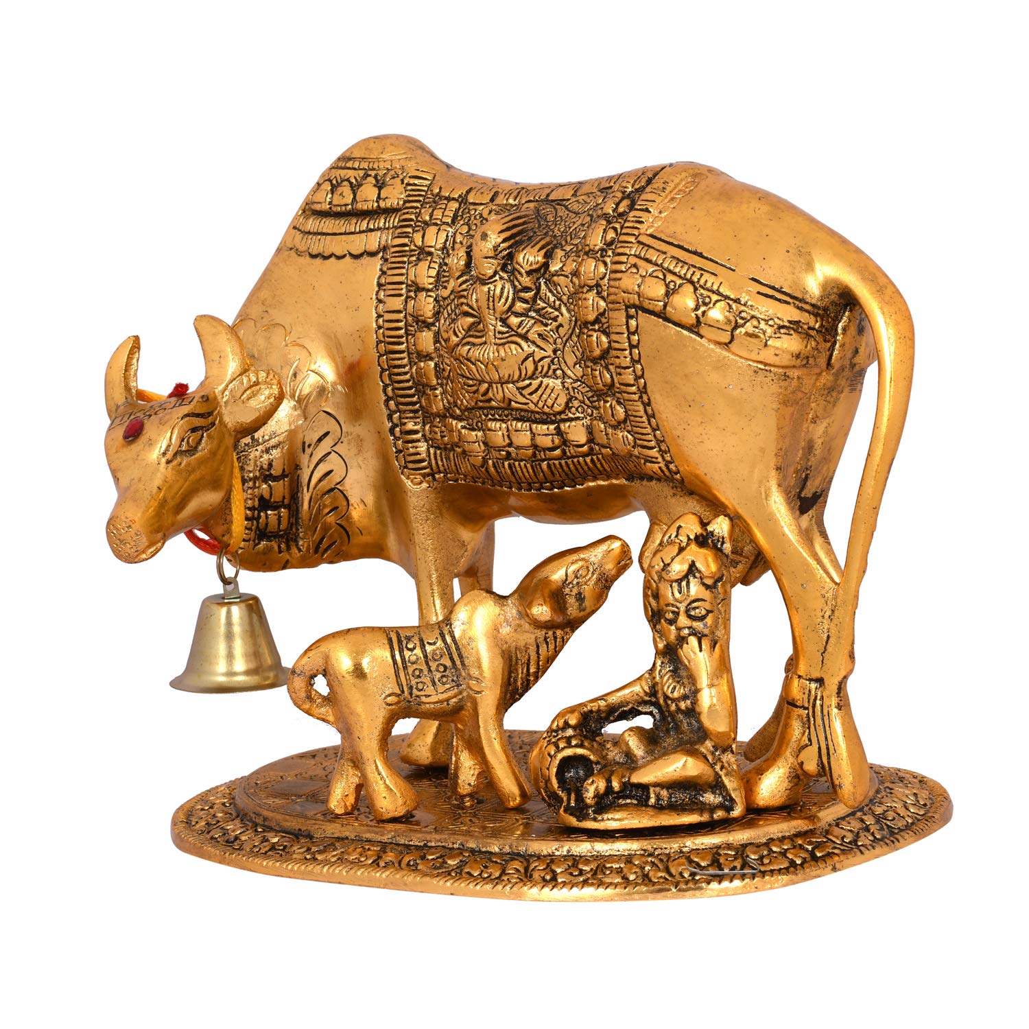 kamdhenu cow with calf, kamdhenu cow statue, kamdhenu cow showpiece figurine, animal showpiece, vastu, feng shui items