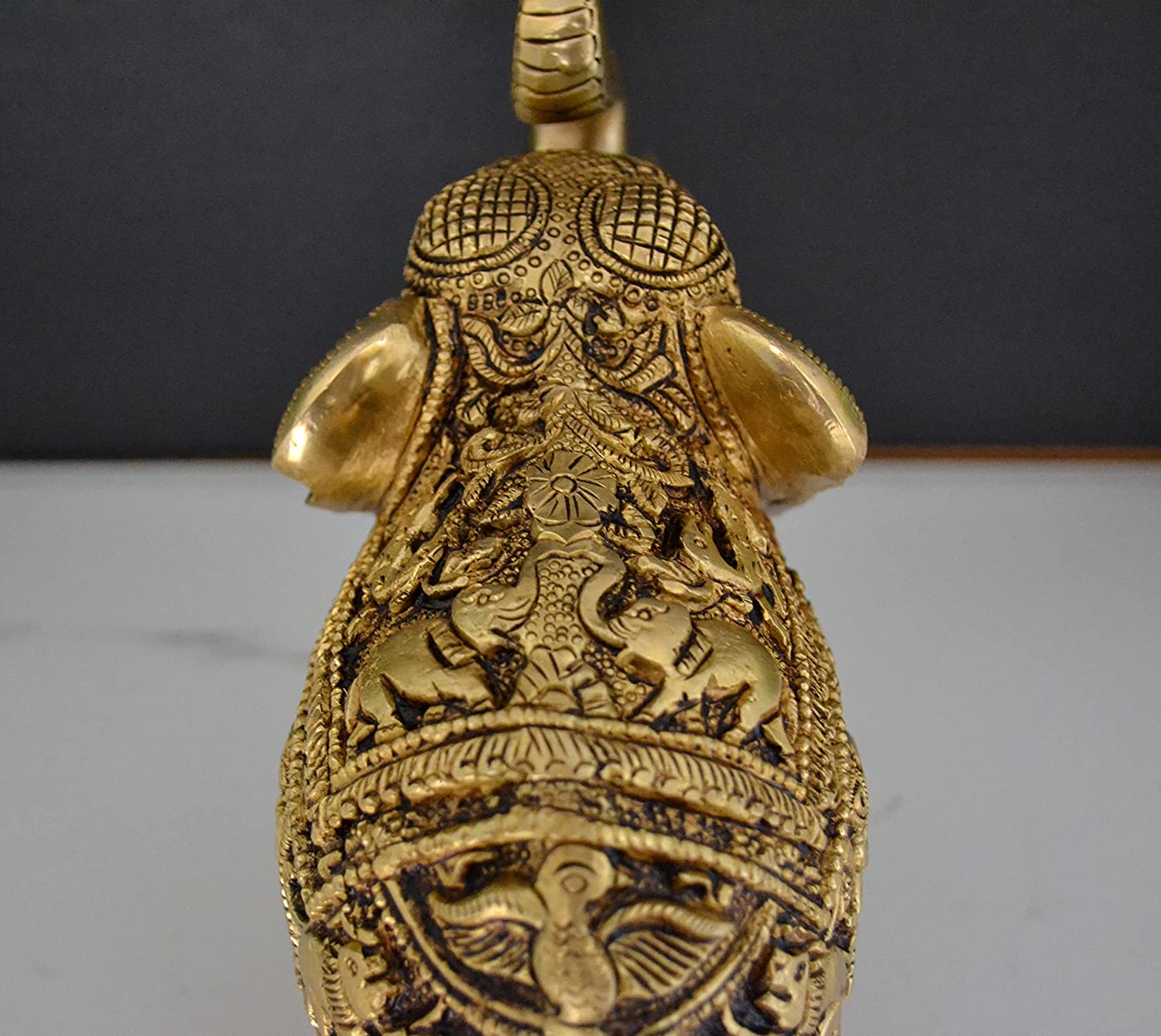 Brass Elephant Trunk Up Decorative Showpiece
