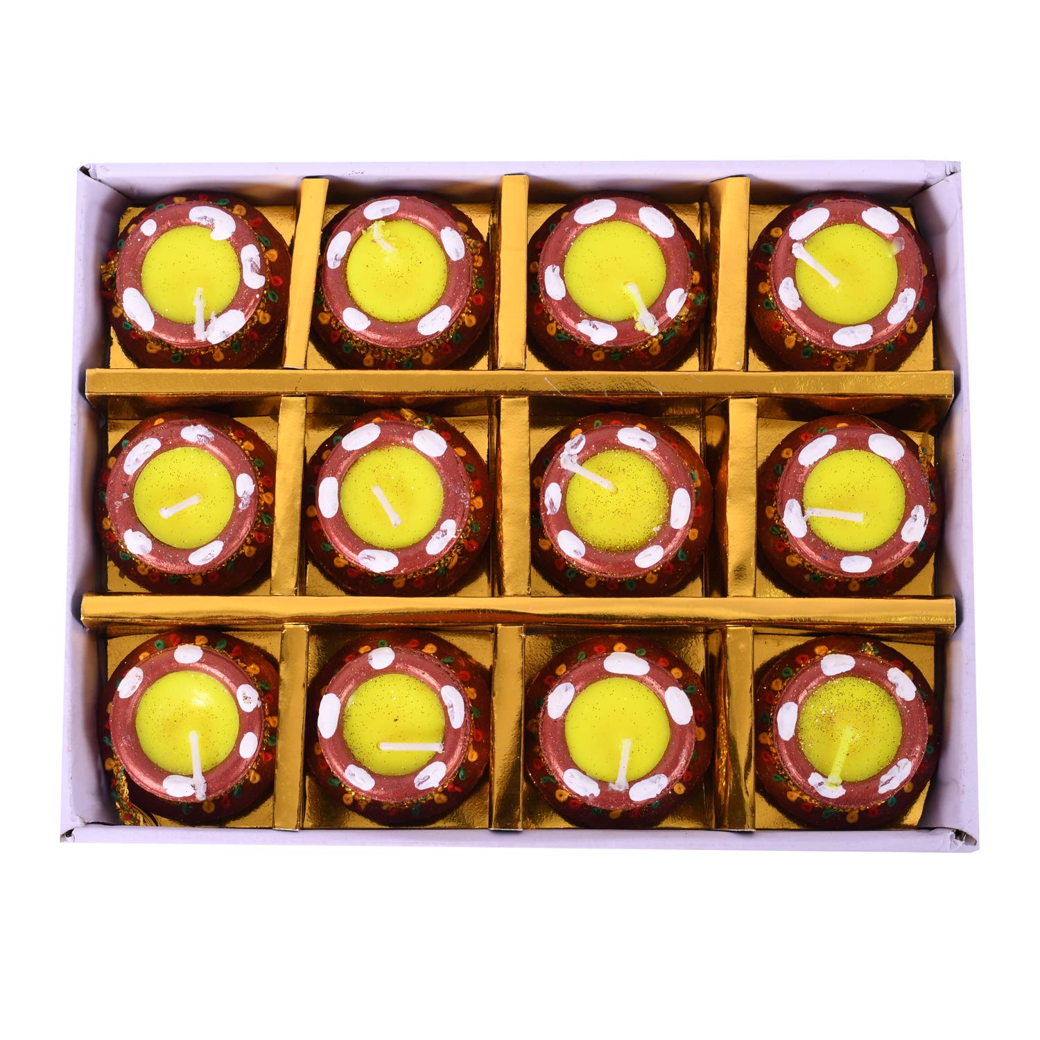 Handmade Wax Clay Mitti Diya for Decoration (Set of 12)