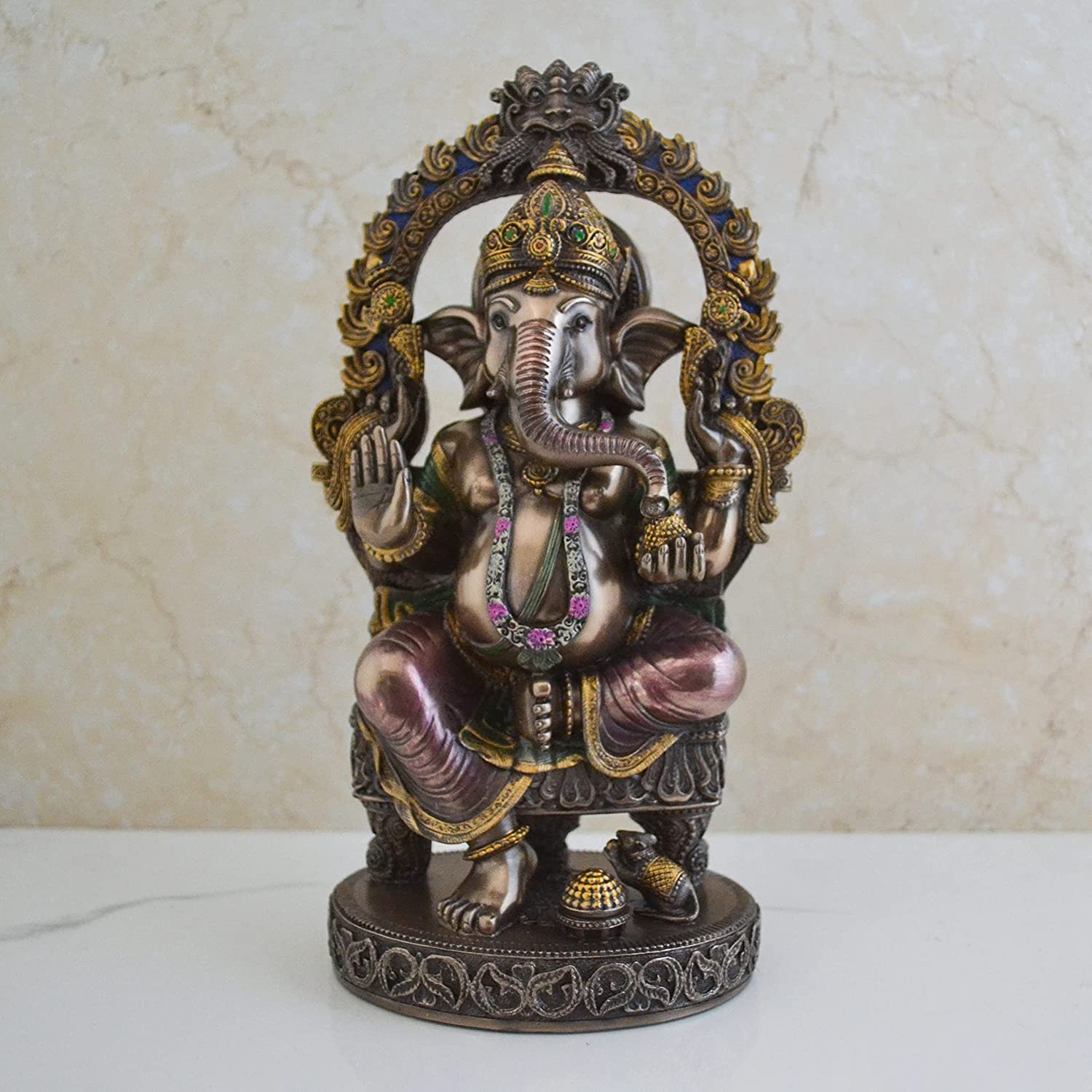 Ganesha Sitting on Throne Resin Statue