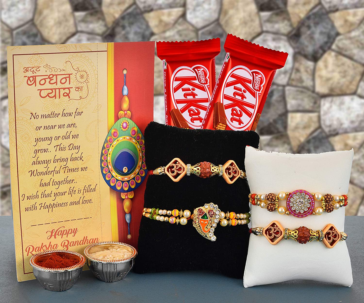Set of 4 Ganesha Rakhi For Brother with Chocolates